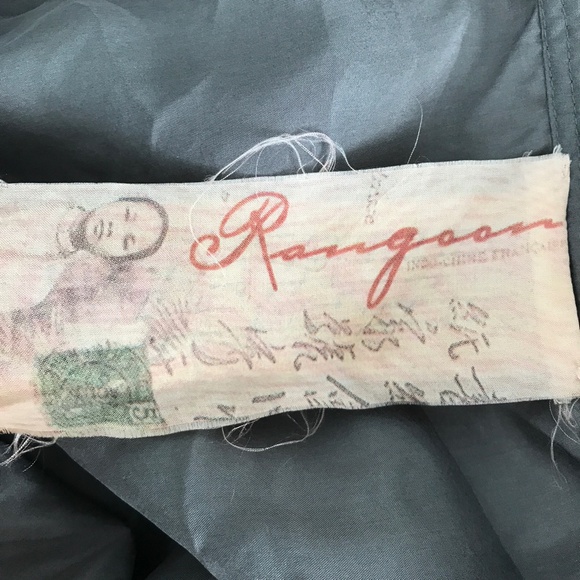 100% Silk Midi A Line Skirt Gray Chiffon Lettuce Hem Side Zip Womens M - Picture 9 of 12